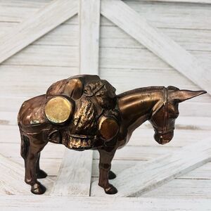 Copper Pack Mule Gold Mining Donkey Mule Statue 1940s Phil Di Napoli VINTAGE